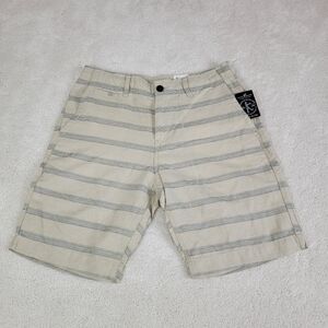 Lucky Brand Beige Stripe Linen Blend 9" Flat Front Shorts Sz 30 NEW
